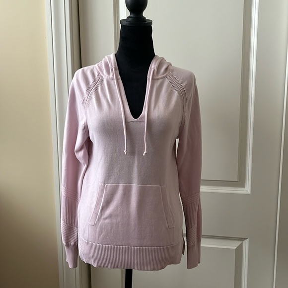 Athleta pullover front pocket pink hooded sweater, size XXS - Picture 1 of 11